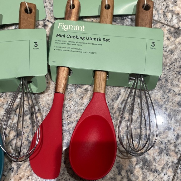 3 Piece Mini Utensil Set figmint 2 set red and green wooden set - Picture 3 of 3